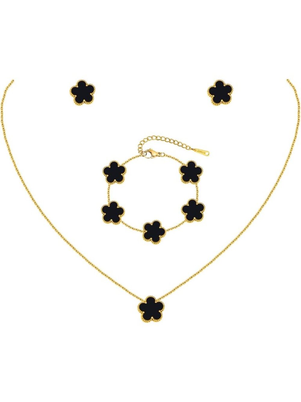 Elegant Gold Jewelry Set - 18K Gold Plated Necklaces, Bracelets & Earrings